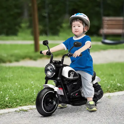 Moto Eléctrica para Niños de 18-36 Meses Batería 6V Blanco HOMCOM