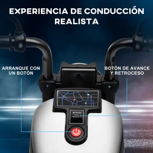 Moto Eléctrica para Niños de 18-36 Meses Batería 6V Blanco HOMCOM