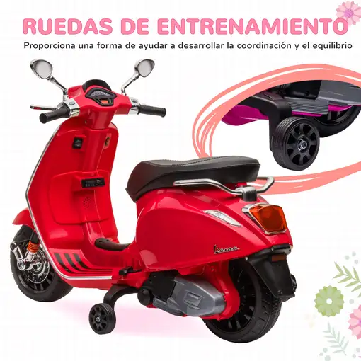 Moto Eléctrica para Niños de +3 Años con Licencia Vespa Rojo AIYAPLAY