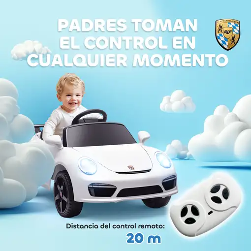 Coche Eléctrico para Niños con Licencia RUF CTR 3 Clubsport Blanco AIYAPLAY