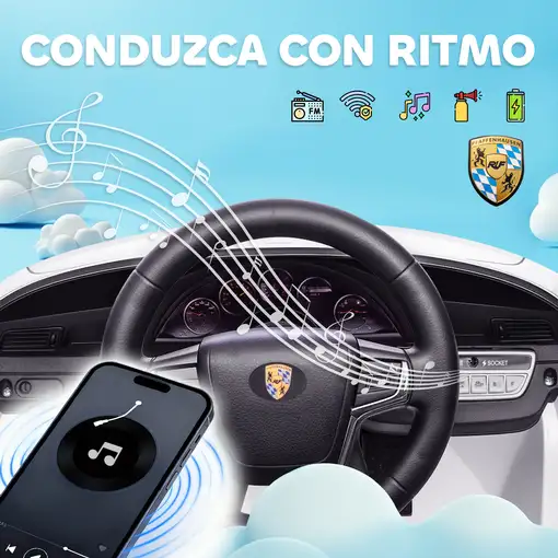 Coche Eléctrico para Niños con Licencia RUF CTR 3 Clubsport Blanco AIYAPLAY