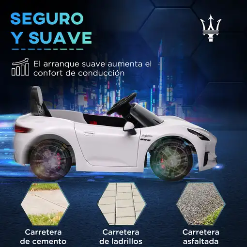 Coche Eléctrico para Niños Maserati Gran Turismo Folgore Blanco AIYAPLAY