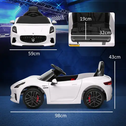 Coche Eléctrico para Niños Maserati Gran Turismo Folgore Blanco AIYAPLAY