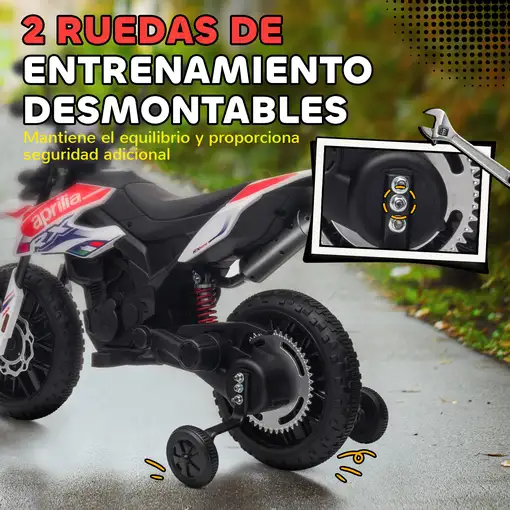 Moto Eléctrica para Niños 12V con Licencia Aprilia Blanco AIYAPLAY