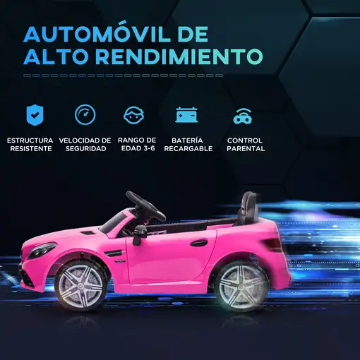 Coche Eléctrico Mercedes SLC 300 12V para Niños Mando a Distancia Rosa AIYAPLAY