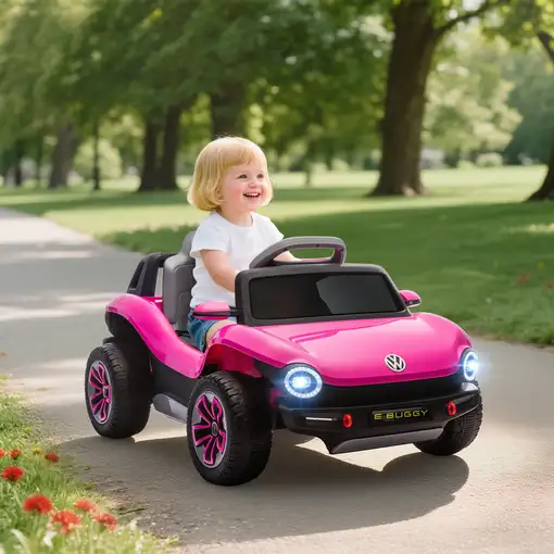 Coche Eléctrico para Niños de +3 Años Volkswagen E-Buggy Rosa AIYAPLAY