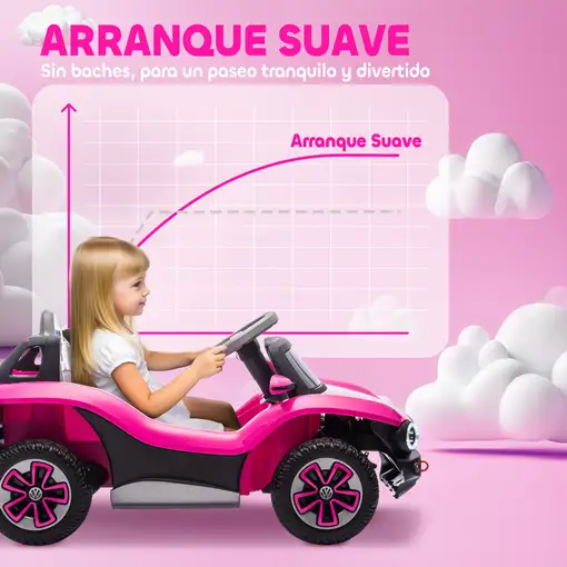 Coche Eléctrico para Niños de +3 Años Volkswagen E-Buggy Rosa AIYAPLAY