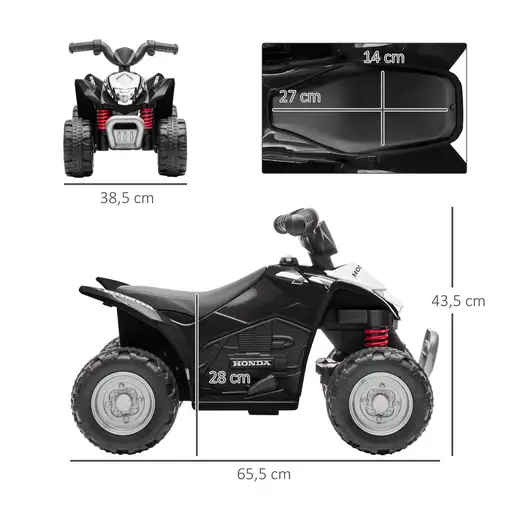Quad Eléctrico para Niños de 18-36 Meses 6V con Faros LED Negro AIYAPLAY