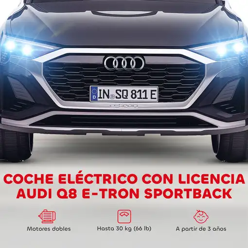 Coche Eléctrico para Niños de +3 Años Audi Q8 etron sportback Negro AIYAPLAY