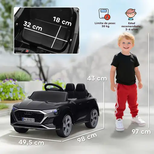 Coche Eléctrico para Niños de +3 Años Audi Q8 etron sportback Negro AIYAPLAY