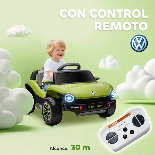 Coche Eléctrico para Niños de +3 Años Volkswagen E-Buggy Verde AIYAPLAY