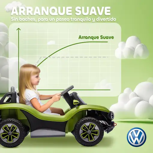 Coche Eléctrico para Niños de +3 Años Volkswagen E-Buggy Verde AIYAPLAY
