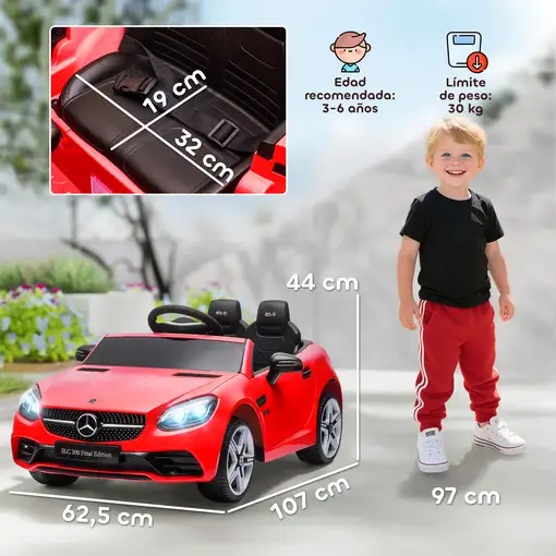 Coche Eléctrico para Niños de +3 Años Mercedes SLC 300 Rojo AIYAPLAY