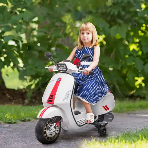 Moto Eléctrica para Niños de +3 Años con Licencia Vespa Blanco AIYAPLAY