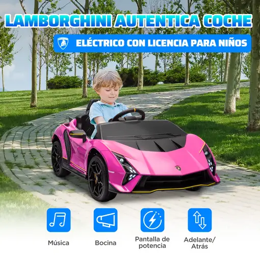 Coche Eléctrico para Niños de +3 Años Lamborghini Autentica Rosa AIYAPLAY
