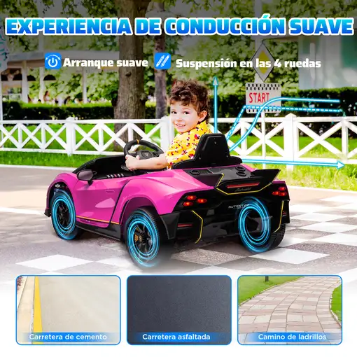 Coche Eléctrico para Niños de +3 Años Lamborghini Autentica Rosa AIYAPLAY