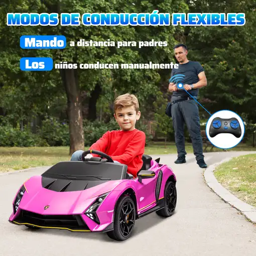 Coche Eléctrico para Niños de +3 Años Lamborghini Autentica Rosa AIYAPLAY