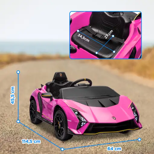 Coche Eléctrico para Niños de +3 Años Lamborghini Autentica Rosa AIYAPLAY
