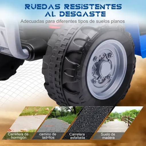 Quad Eléctrico 6V para Niños 18-36 Meses Faros 65,5x38,5x43,5 cm Azul AIYAPLAY