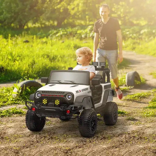 Coche Eléctrico para Niños de +3 Años con Batería 12V Blanco AIYAPLAY