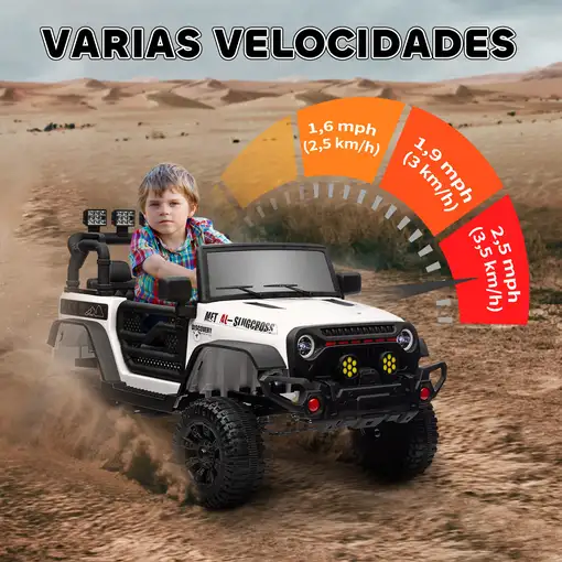 Coche Eléctrico para Niños de +3 Años con Batería 12V Blanco AIYAPLAY