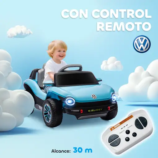Coche Eléctrico para Niños de +3 Años Volkswagen E-Buggy Azul AIYAPLAY