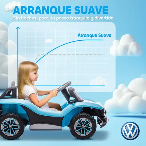 Coche Eléctrico para Niños de +3 Años Volkswagen E-Buggy Azul AIYAPLAY