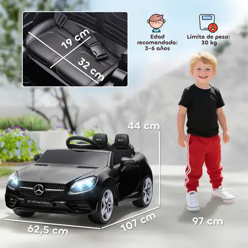 Coche Eléctrico para Niños de +3 Años Mercedes SLC 300 Negro AIYAPLAY