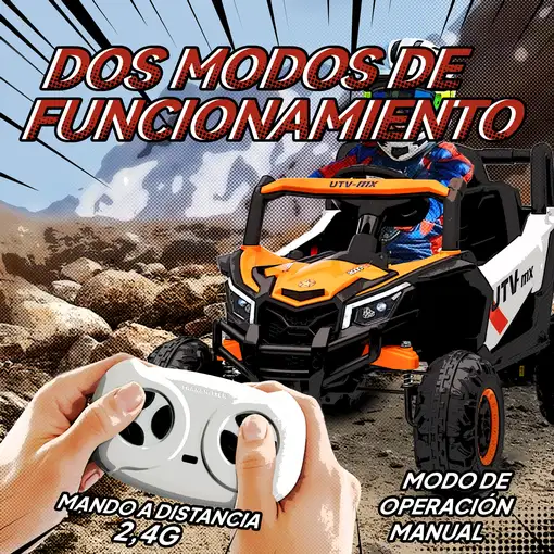 Coche Eléctrico para Niños 12V con 2 Motores Control Remoto Naranja AIYAPLAY