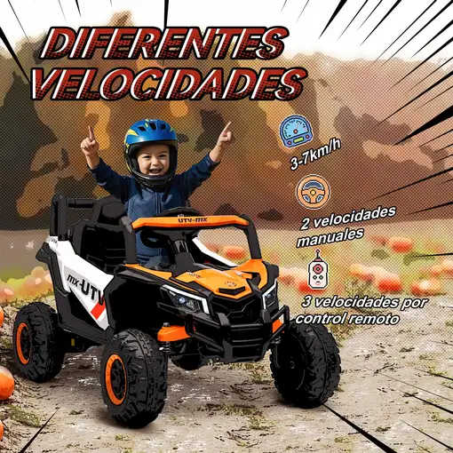 Coche Eléctrico para Niños 12V con 2 Motores Control Remoto Naranja AIYAPLAY