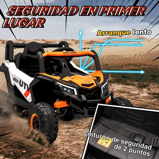 Coche Eléctrico para Niños 12V con 2 Motores Control Remoto Naranja AIYAPLAY