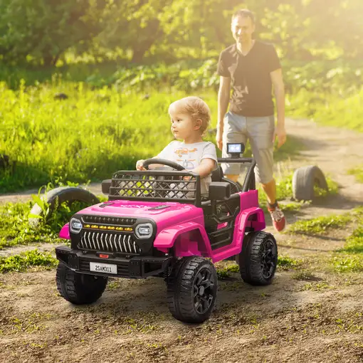 Coche Eléctrico para Niños de +3 Años con Mando a Distancia Rosa AIYAPLAY