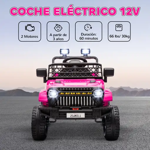 Coche Eléctrico para Niños de +3 Años con Mando a Distancia Rosa AIYAPLAY