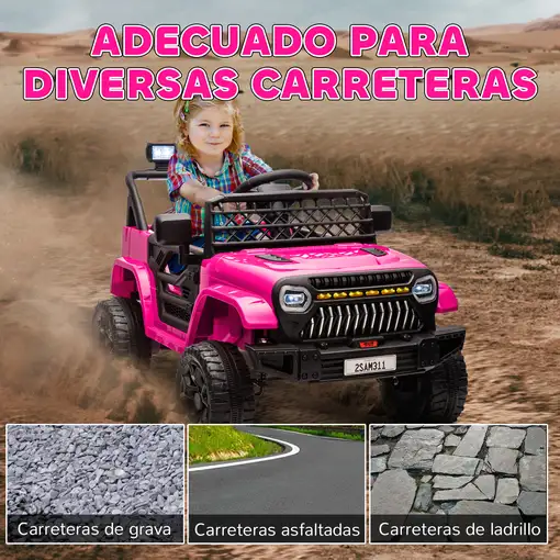 Coche Eléctrico para Niños de +3 Años con Mando a Distancia Rosa AIYAPLAY