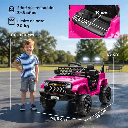 Coche Eléctrico para Niños de +3 Años con Mando a Distancia Rosa AIYAPLAY