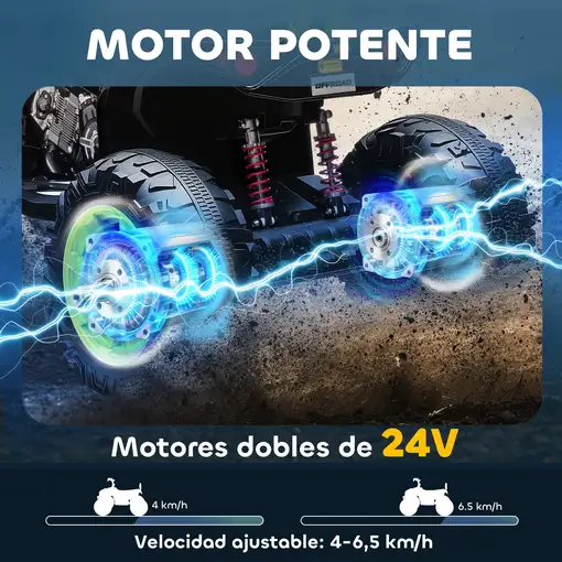 Quad Eléctrico para Niños de 3-8 Años 24V con 2 Motores Verde AIYAPLAY