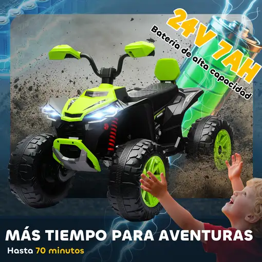 Quad Eléctrico para Niños de 3-8 Años 24V con 2 Motores Verde AIYAPLAY