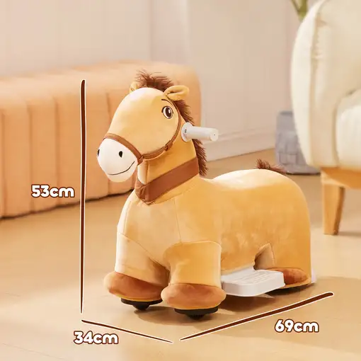 Caballo Eléctrico para Niños de 18 a 36 Meses Carga 25 kg Marrón AIYAPLAY