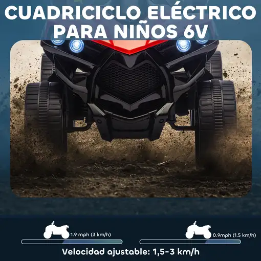 Quad Eléctrico para Niños 6 V 70x42x45 cm Rojo AIYAPLAY