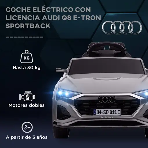 Coche Eléctrico para Niños de +3 Años Audi Q8 etron sportback Gris AIYAPLAY