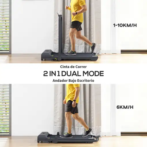 Cinta de Correr 2 en 1 Cinta de Andar Plegable 2,5 HP Negro HOMCOM