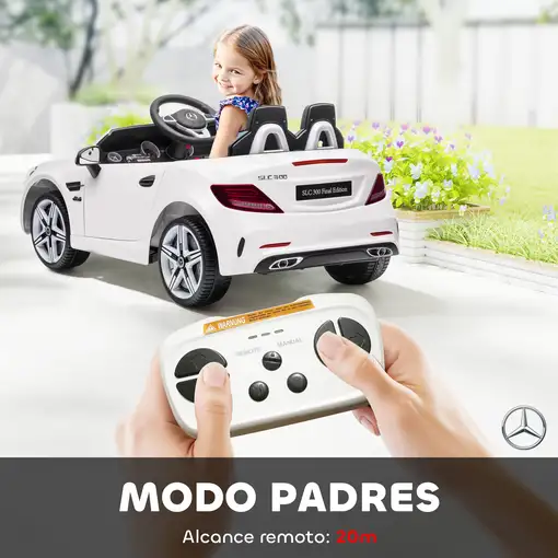 Coche Eléctrico Mercedes SLC 300 para Niños Mando a Distancia Blanco AIYAPLAY