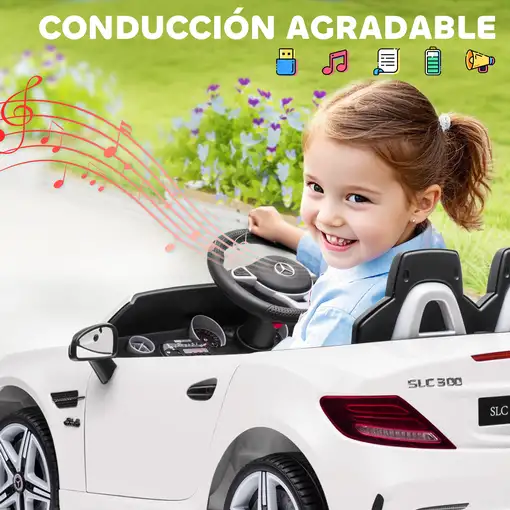 Coche Eléctrico Mercedes SLC 300 para Niños Mando a Distancia Blanco AIYAPLAY