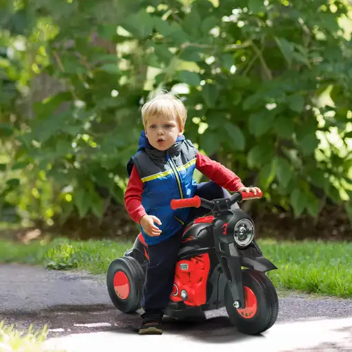 Moto Eléctrica Infantil 6V con Burbujas, Música y Luces 30 kg Rojo AIYAPLAY