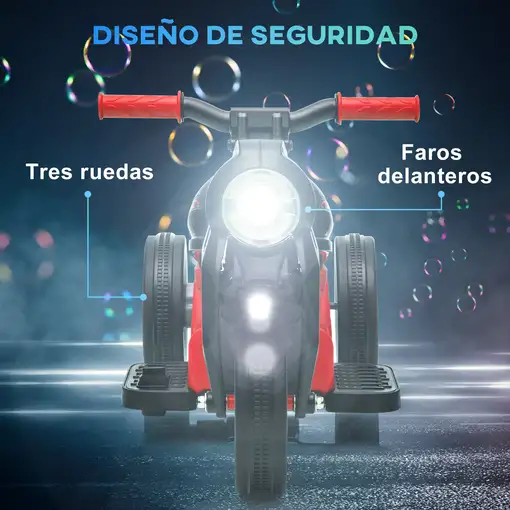 Moto Eléctrica Infantil 6V con Burbujas, Música y Luces 30 kg Rojo AIYAPLAY