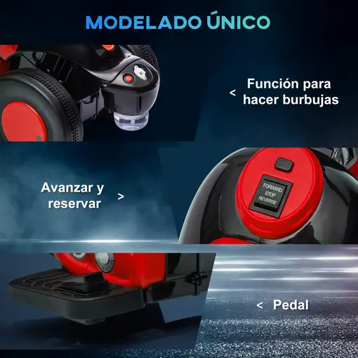 Moto Eléctrica Infantil 6V con Burbujas, Música y Luces 30 kg Rojo AIYAPLAY