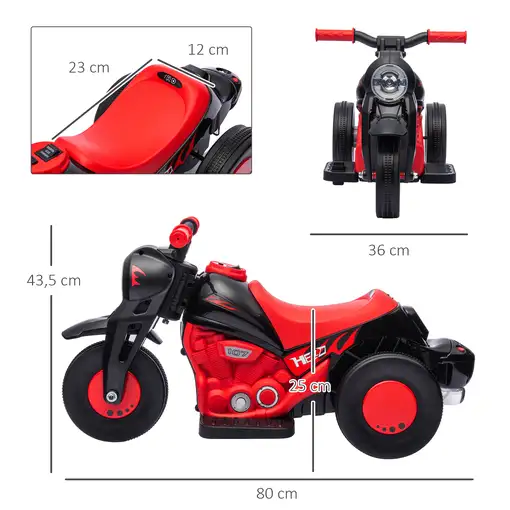 Moto Eléctrica Infantil 6V con Burbujas, Música y Luces 30 kg Rojo AIYAPLAY