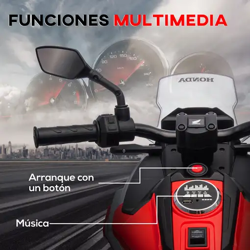Moto Eléctrica para Niños de +3 Años con Licencia Honda Rojo AIYAPLAY
