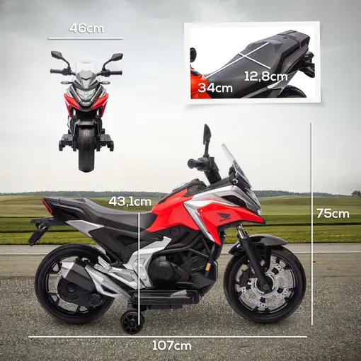 Moto Eléctrica para Niños de +3 Años con Licencia Honda Rojo AIYAPLAY
