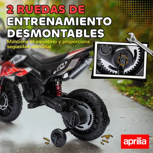 Moto Eléctrica para Niños 12V con Licencia Aprilia Rojo AIYAPLAY